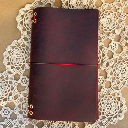 Crimson Trifold Leather Journal